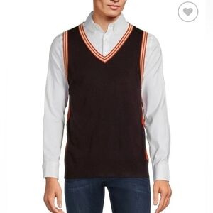 Murano NWT Tipped Sweater Vest Men's XL Brown Orange